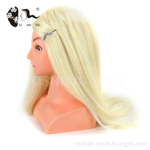 realistic silicone mannequin head with human hair styling head